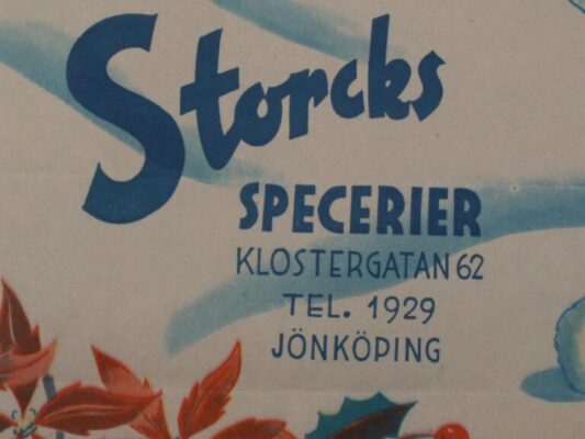 Testen "Storcks specerier" samt adress och telefonnummer.