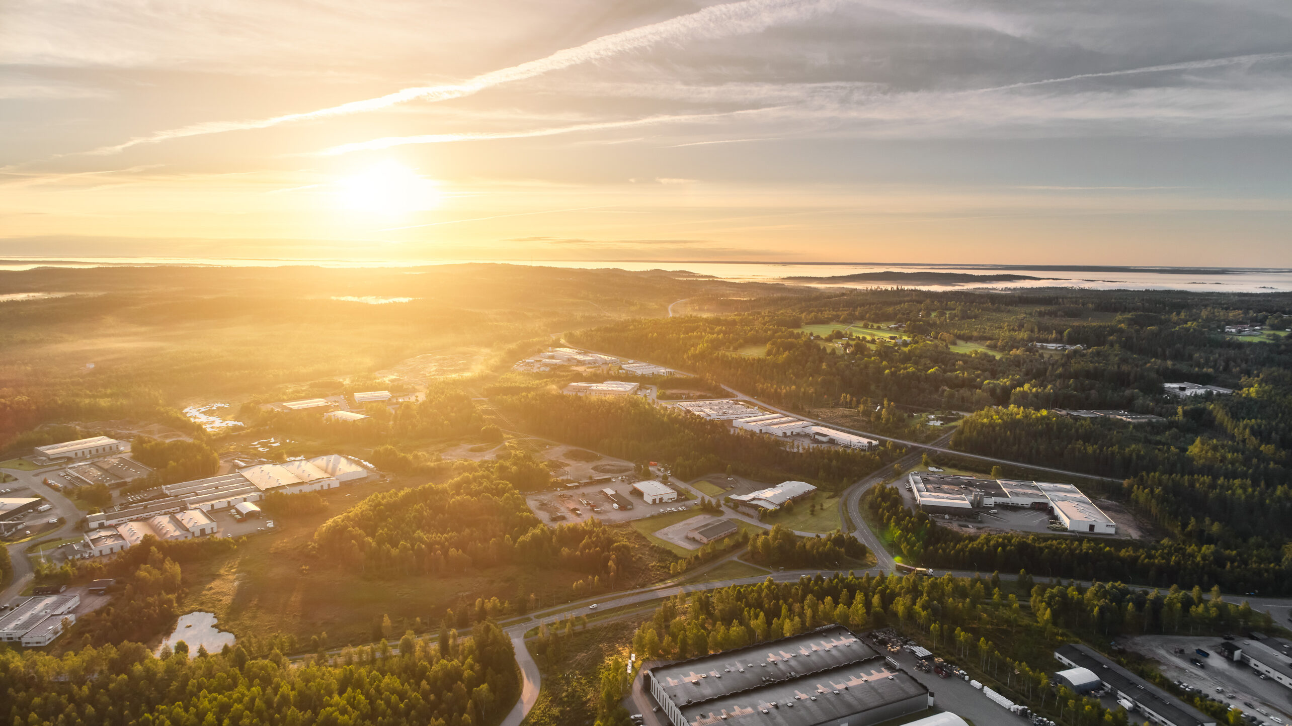 Gnosjö industrier från ovan.